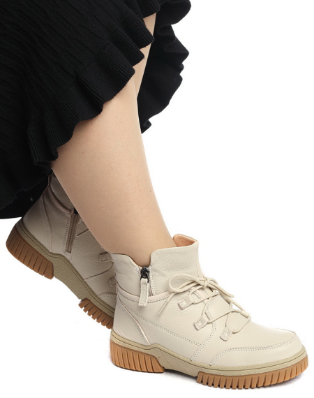 ЖЕНСКИЕ БОТИНКИ НАТУРАЛЬНАЯ КОЖА НАТУРАЛЬНЫЙ МЕХ GUGU ГЕРМАНИЯ