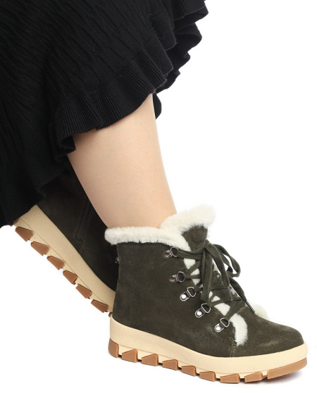 ЖЕНСКИЕ БОТИНКИ НАТУРАЛЬНАЯ КОЖА ( ВЕЛЮР ) / НАТУРАЛЬНЫЙ МЕХ GUGU ГЕРМАНИЯ