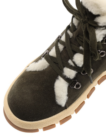 ЖЕНСКИЕ БОТИНКИ НАТУРАЛЬНАЯ КОЖА ( ВЕЛЮР ) / НАТУРАЛЬНЫЙ МЕХ GUGU ГЕРМАНИЯ