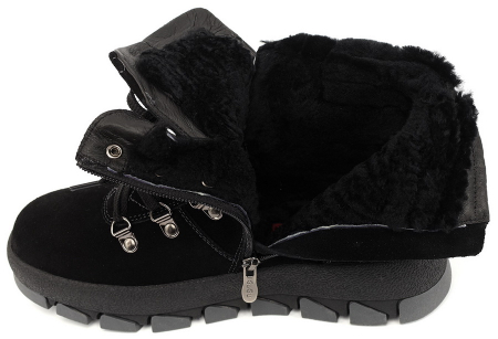 ЖЕНСКИЕ БОТИНКИ НАТУРАЛЬНАЯ КОЖА ( ВЕЛЮР ) / НАТУРАЛЬНЫЙ МЕХ GUGU ГЕРМАНИЯ