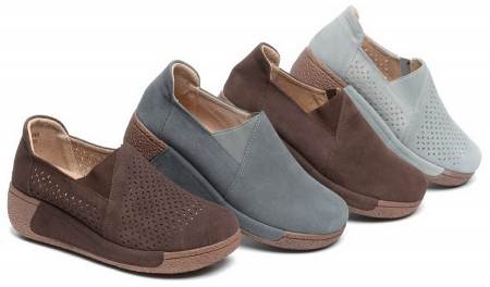 ЖЕНСКИЕ МОКАСИНЫ НА ТАНКЕТКЕ НАТУРАЛЬНАЯ КОЖА (ЗАМША) BINIFOOT/BNF ТАЙВАНЬ