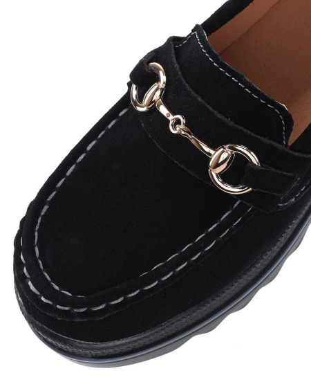 ЖЕНСКИЕ МОКАСИНЫ НА ТАНКЕТКЕ НАТУРАЛЬНАЯ КОЖА (ВЕЛЮР) BINIFOOT ТАЙВАНЬ