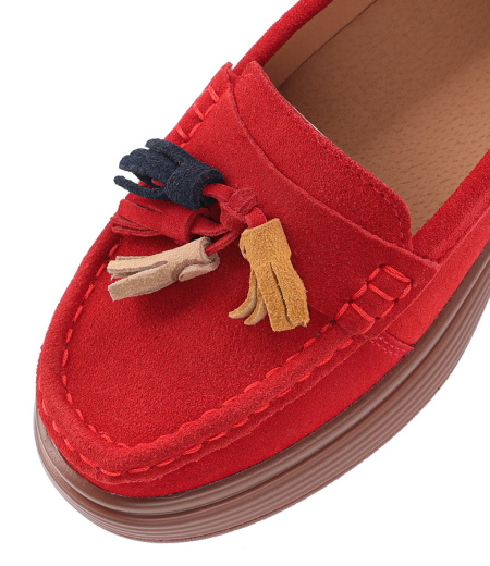 ЖЕНСКИЕ МОКАСИНЫ НАТУРАЛЬНАЯ КОЖА ВЕЛЮР BINIFOOT ТАЙВАНЬ