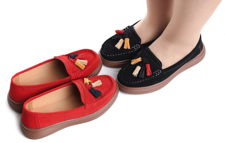 ЖЕНСКИЕ МОКАСИНЫ НАТУРАЛЬНАЯ КОЖА ВЕЛЮР BINIFOOT ТАЙВАНЬ