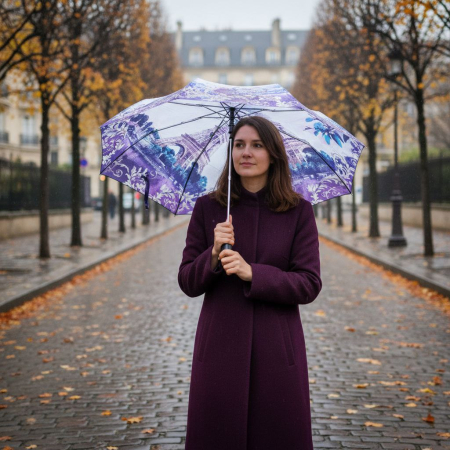 ЗОНТ РАЗНЫЕ ВИДЫ ПАРИЖА АССОРТИ АВТОМАТ ПЯТЬ СЛОЖЕНИЙ 7 СПИЦ