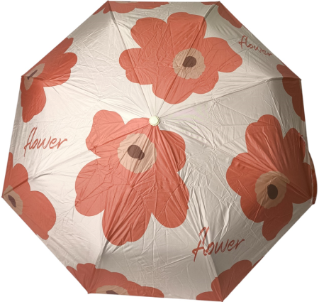 ЗОНТ ЖЕНСКИЙ БЕЖЕВЫЙ КОРИЧНЕВЫЕ ЦВЕТКИ АВТОМАТ 8 СПИЦ