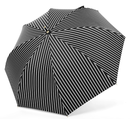 ЗОНТ ЖЕНСКИЙ ТРОСТЬ ЧЕРНО-БЕЛЫЙ В ПОЛОСКУ МЕХАНИКА 8 СПИЦ