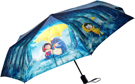 ЗОНТ ЖЕНСКИЙ АВТОМАТ ДЕВОЧКИ ПИНГВИН ЗОНТЫ СИНИЙ ЛЕС 8СПИЦ АНТИВЕТЕР