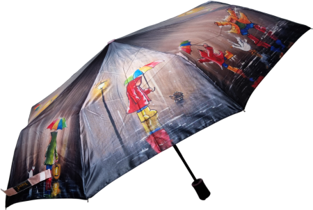 ЗОНТ ЖЕНСКИЙ АВТОМАТ ДЕТИ ДОЖДЬ ГУСИ КОРИЧНЕВЫЙ 8 СПИЦ АНТИВЕТЕР