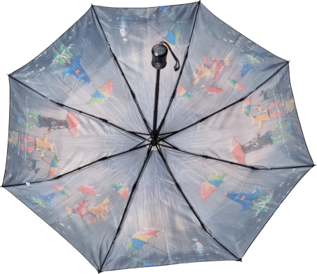 ЗОНТ ЖЕНСКИЙ АВТОМАТ ДЕТИ ДОЖДЬ СОБАКИ КОРИЧНЕВЫЙ 8 СПИЦ АНТИВЕТЕР