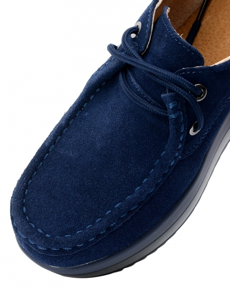 ЖЕНСКИЕ МОКАСИНЫ НА ТАНКЕТКЕ НАТУРАЛЬНАЯ ЗАМША BINIFOOT ТАЙВАНЬ