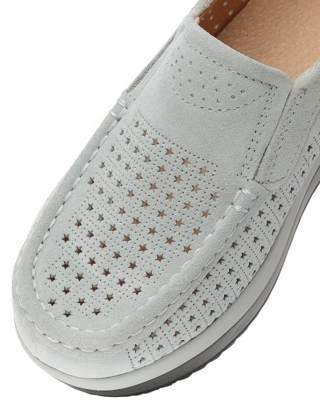 ЖЕНСКИЕ МОКАСИНЫ С ПЕРФОРАЦИЕЙ НАТУРАЛЬНАЯ ЗАМША BINIFOOT ТАЙВАНЬ