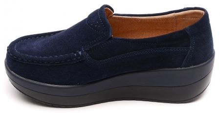 ЖЕНСКИЕ МОКАСИНЫ НА ТАНКЕТКЕ НАТУРАЛЬНАЯ ЗАМША BINIFOOT ТАЙВАНЬ