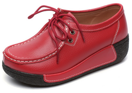 ЖЕНСКИЕ МОКАСИНЫ НА ТАНКЕТКЕ НАТУРАЛЬНАЯ КОЖА BINIFOOT/BNF ТАЙВАНЬ