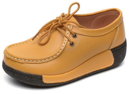 ЖЕНСКИЕ МОКАСИНЫ НА ТАНКЕТКЕ НАТУРАЛЬНАЯ КОЖА BINIFOOT/BNF ТАЙВАНЬ