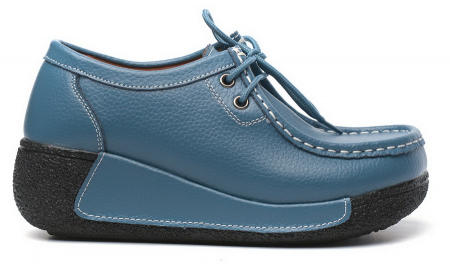 ЖЕНСКИЕ МОКАСИНЫ НА ТАНКЕТКЕ НАТУРАЛЬНАЯ КОЖА BINIFOOT/BNF ТАЙВАНЬ