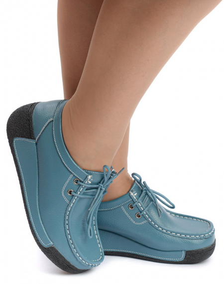 ЖЕНСКИЕ МОКАСИНЫ НА ТАНКЕТКЕ НАТУРАЛЬНАЯ КОЖА BINIFOOT/BNF ТАЙВАНЬ