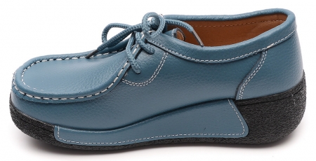 ЖЕНСКИЕ МОКАСИНЫ НА ТАНКЕТКЕ НАТУРАЛЬНАЯ КОЖА BINIFOOT/BNF ТАЙВАНЬ