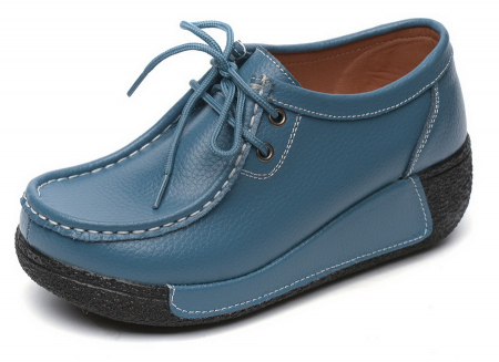 ЖЕНСКИЕ МОКАСИНЫ НА ТАНКЕТКЕ НАТУРАЛЬНАЯ КОЖА BINIFOOT/BNF ТАЙВАНЬ