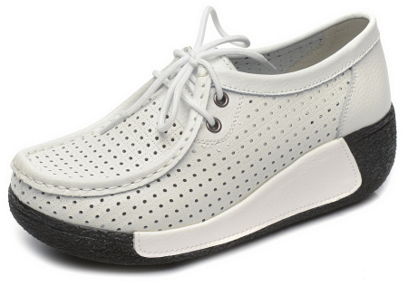 ЖЕНСКИЕ МОКАСИНЫ НА ТАНКЕТКЕ НАТУРАЛЬНАЯ КОЖА BINIFOOT/BNF ТАЙВАНЬ