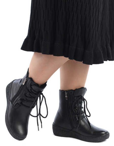 ЖЕНСКИЕ БОТИНКИ НАТУРАЛЬНАЯ КОЖА НАТУРАЛЬНЫЙ МЕХ GUGU ГЕРМАНИЯ