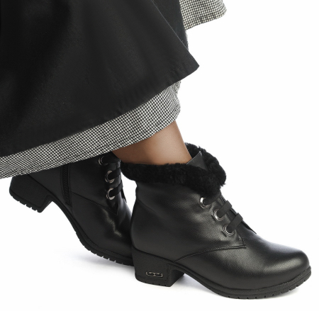 ЖЕНСКИЕ БОТИНКИ НАТУРАЛЬНАЯ КОЖА / НАТУРАЛЬНЫЙ МЕХ GUGU ГЕРМАНИЯ