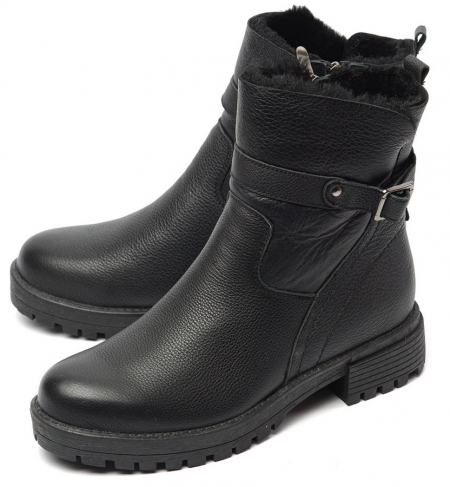 ЖЕНСКИЕ БОТИНКИ НАТУРАЛЬНАЯ КОЖА+ДУБЛЕНКА / НАТУРАЛЬНЫЙ МЕХ GUGU ГЕРМАНИЯ