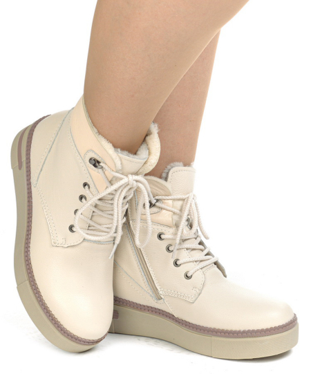 ЖЕНСКИЕ БОТИНКИ НАТУРАЛЬНАЯ КОЖА+ДУБЛЕНКА / НАТУРАЛЬНЫЙ МЕХ GUGU ГЕРМАНИЯ