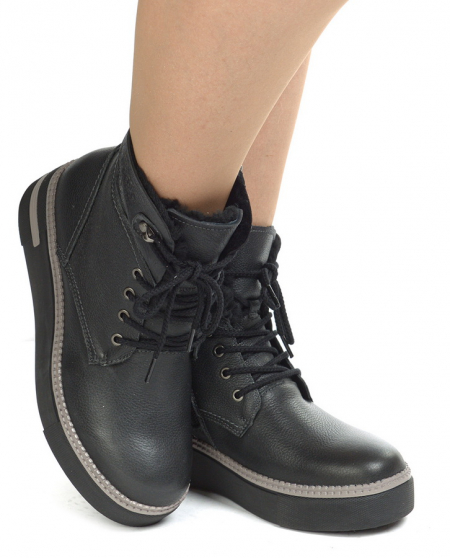 ЖЕНСКИЕ БОТИНКИ НАТУРАЛЬНАЯ КОЖА+ДУБЛЕНКА / НАТУРАЛЬНЫЙ МЕХ GUGU ГЕРМАНИЯ