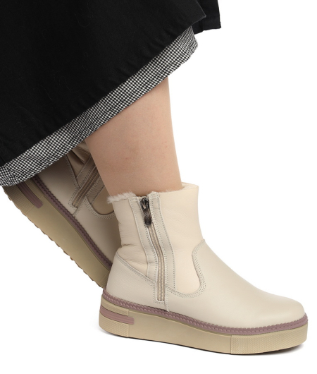 ЖЕНСКИЕ БОТИНКИ НАТУРАЛЬНАЯ КОЖА+ДУБЛЕНКА / НАТУРАЛЬНЫЙ МЕХ GUGU ГЕРМАНИЯ