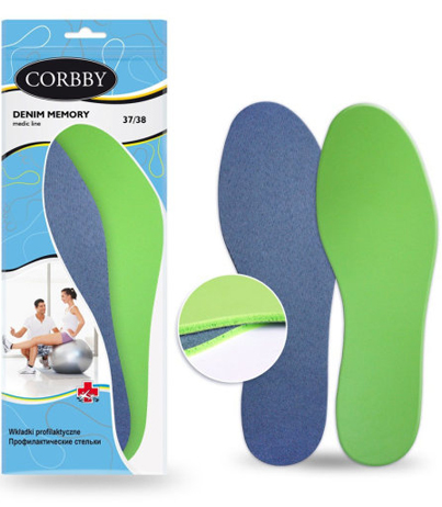 СТЕЛЬКИ CORBBY DENIM MEMORY С ЭФФЕКТОМ ПАМЯТИ ПО РАЗМЕРАМ