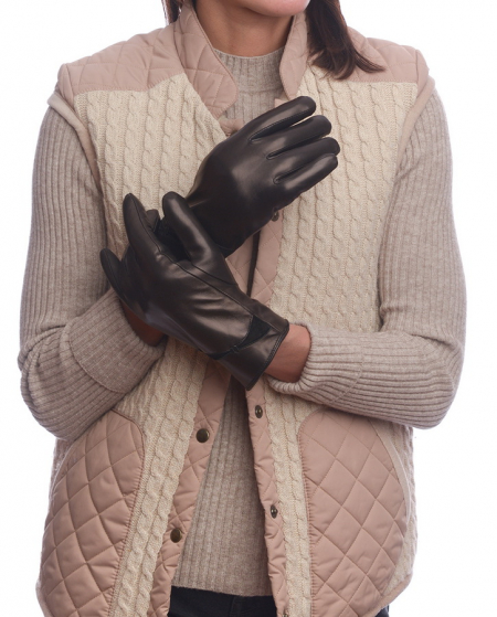 ЖЕНСКИЕ ПЕРЧАТКИ КОЖА ЯГНЕНКА / НАТУРАЛЬНЫЙ МЕХ (ЦИГЕЙКА) GLOVES