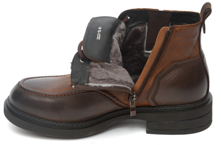 МУЖСКИЕ БОТИНКИ НАТУРАЛЬНАЯ КОЖА / НАТУРАЛЬНЫЙ МЕХ GUGU ГЕРМАНИЯ