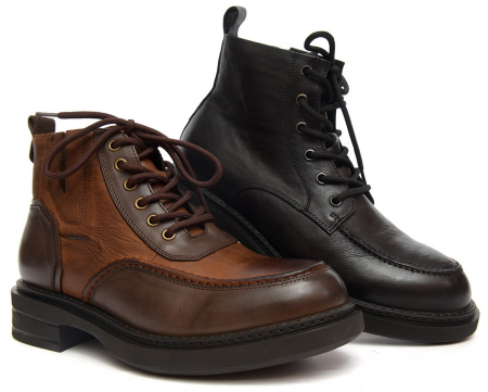 МУЖСКИЕ БОТИНКИ НАТУРАЛЬНАЯ КОЖА / НАТУРАЛЬНЫЙ МЕХ GUGU ГЕРМАНИЯ