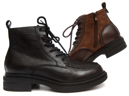 МУЖСКИЕ БОТИНКИ НАТУРАЛЬНАЯ КОЖА / НАТУРАЛЬНЫЙ МЕХ GUGU ГЕРМАНИЯ