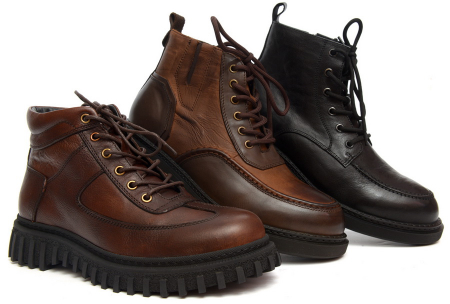 МУЖСКИЕ БОТИНКИ НАТУРАЛЬНАЯ КОЖА / НАТУРАЛЬНЫЙ МЕХ GUGU ГЕРМАНИЯ