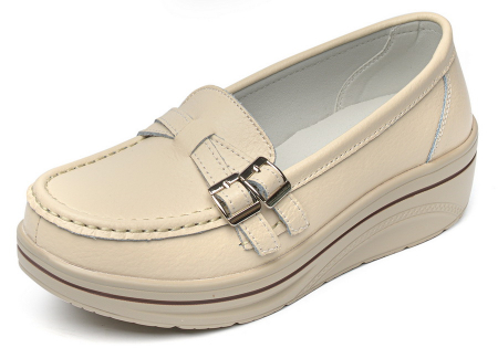 ЖЕНСКИЕ МОКАСИНЫ НА ТАНКЕТКЕ НАТУРАЛЬНАЯ КОЖА BINIFOOT/BNF ТАЙВАНЬ