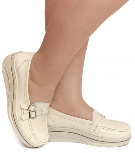 ЖЕНСКИЕ МОКАСИНЫ НА ТАНКЕТКЕ НАТУРАЛЬНАЯ КОЖА BINIFOOT/BNF ТАЙВАНЬ