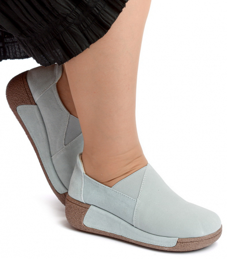 ЖЕНСКИЕ МОКАСИНЫ НА ТАНКЕТКЕ НАТУРАЛЬНАЯ КОЖА (ЗАМША) BINIFOOT/BNF ТАЙВАНЬ