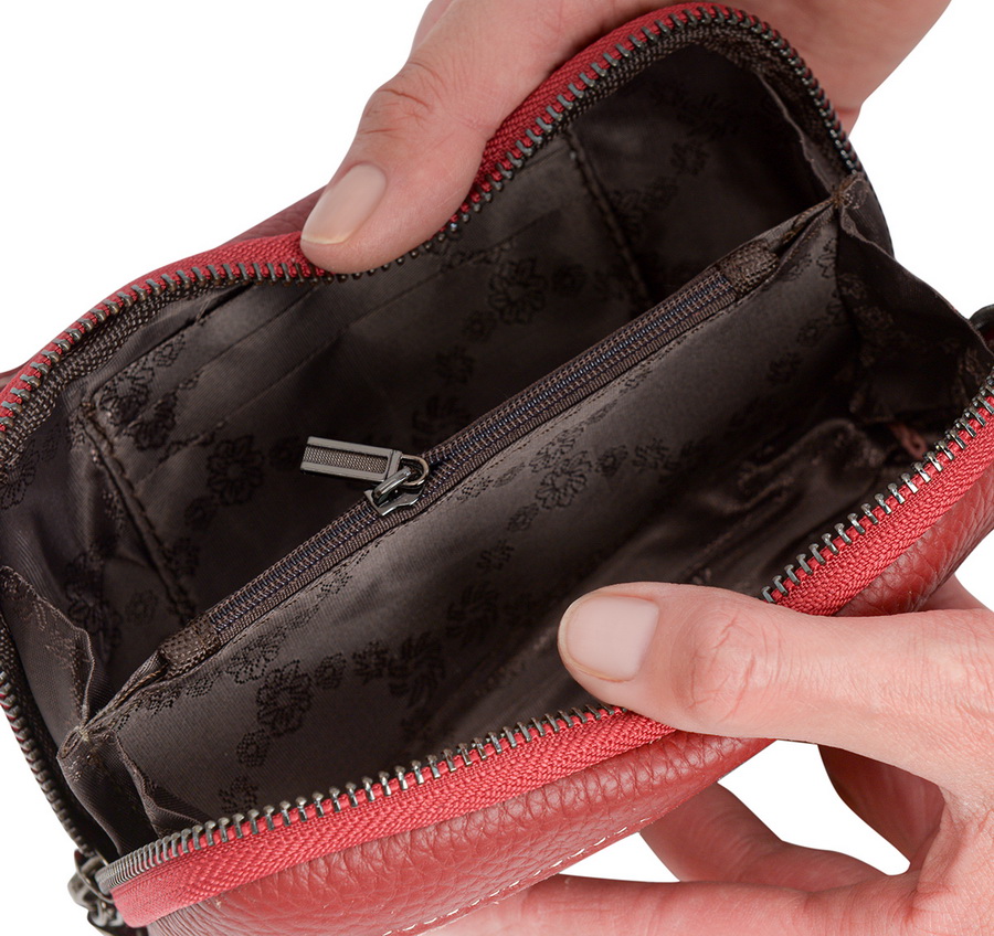 женский кошелек - мини-сумочка натуральная кожа гонконг