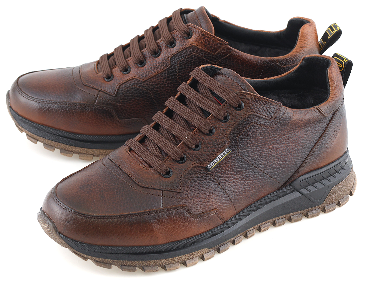 мужские кроссовки натуральная кожа / натуральный мех corvetto