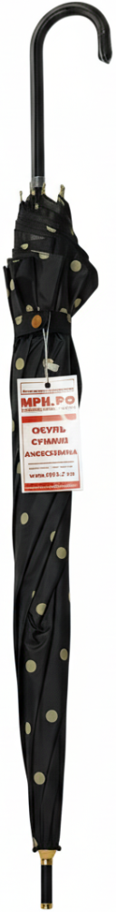 зонт женский трость черный в горох механика 8 спиц
