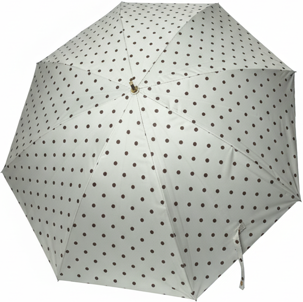зонт женский трость белый в коричневый горох механика 8 спиц