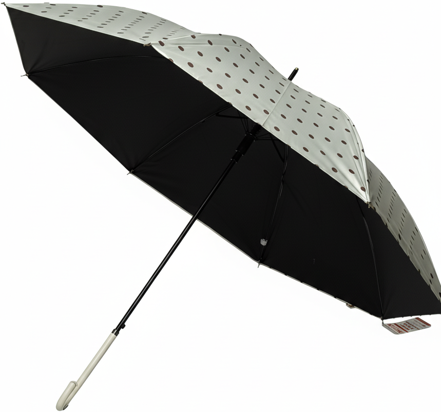 зонт женский трость белый в коричневый горох механика 8 спиц