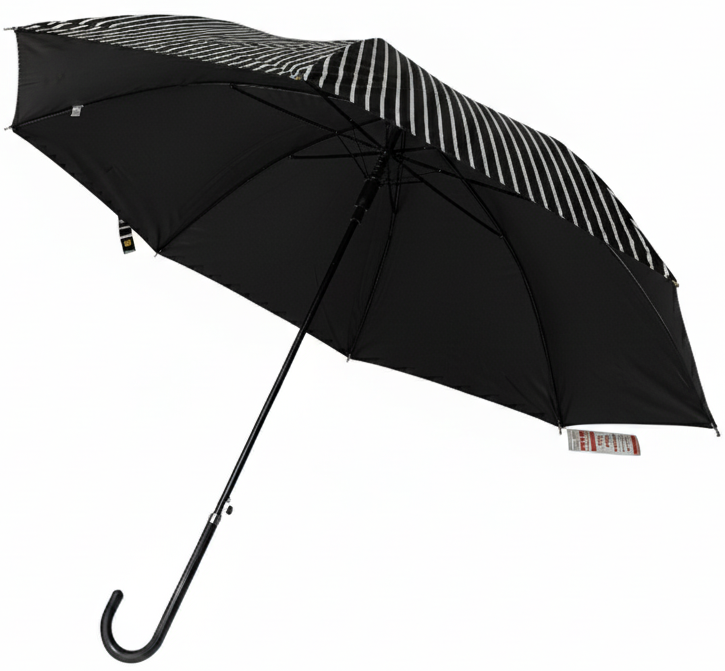 зонт женский трость черно-белый в полоску механика 8 спиц