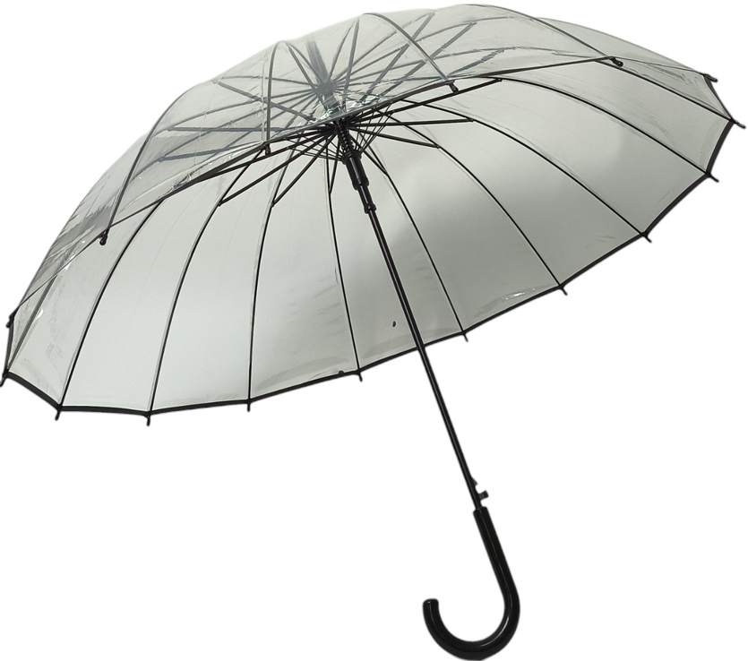 зонт женский трость прозрачный черная кайма механика 16 спиц зонт женский трость прозрачный черная кайма механика 16 спиц