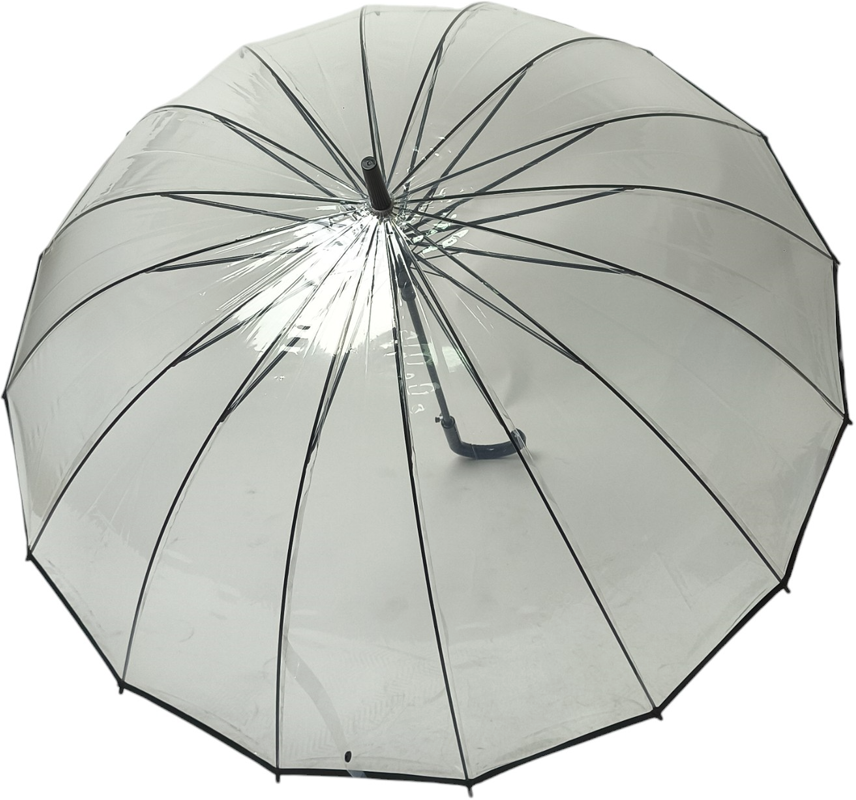 зонт женский трость прозрачный черная кайма механика 16 спиц зонт женский трость прозрачный черная кайма механика 16 спиц