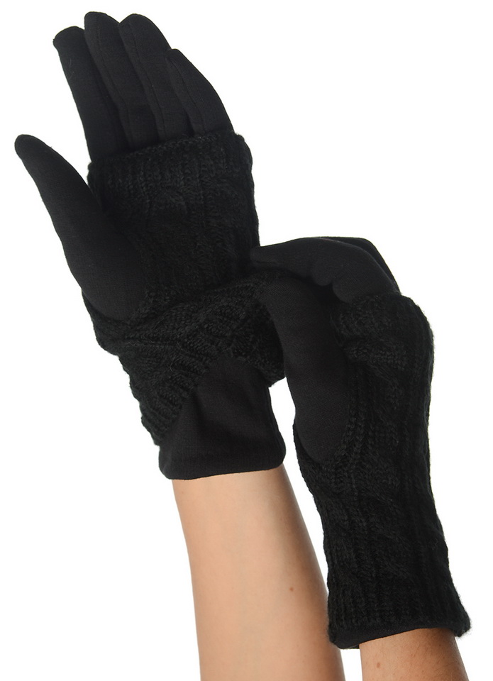 женские перчатки двойные трикотажные