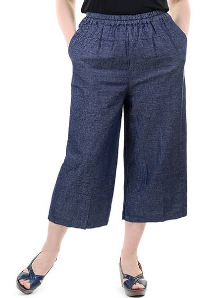  джинсы на резинке лен / хлопок pinkpolka корея