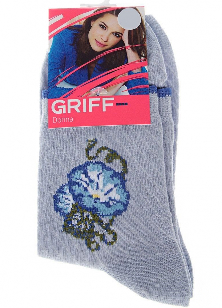 d252 носки жен цветы винтажные blu chiaro (голубой) griff италия